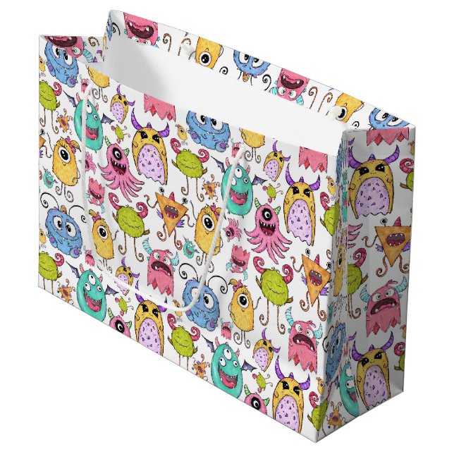 Bolsa De Regalo Grande Monstruos Felices Pequeños  (Angulo Anverso)