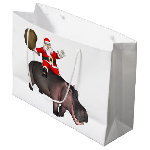 Bolsa De Regalo Grande Montar a caballo de Santa en hipopótamo