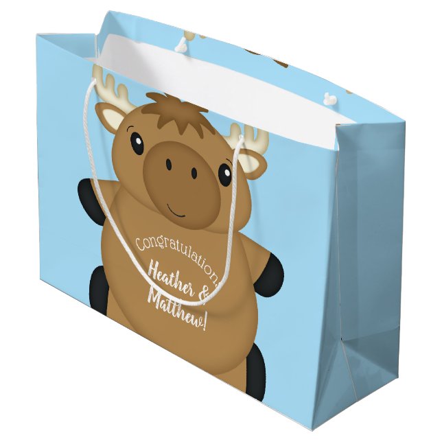 Bolsa De Regalo Grande Moose Baby Shower Blue Boy (Angulo reverso)