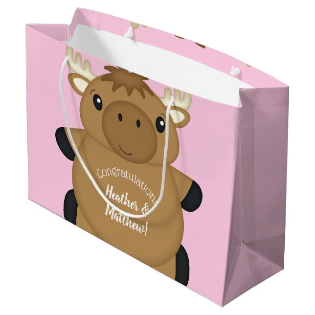 Bolsa De Regalo Grande Moose Baby Shower Woodland (Angulo reverso)