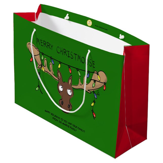 Bolsa De Regalo Grande Moose Cute Funny Navidades (Angulo reverso)