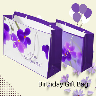 Bolsa De Regalo Grande Morado Floral