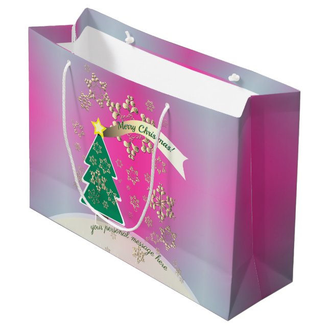Bolsa De Regalo Grande Morado y SnowyBronze "Feliz Navidad" (Angulo Anverso)