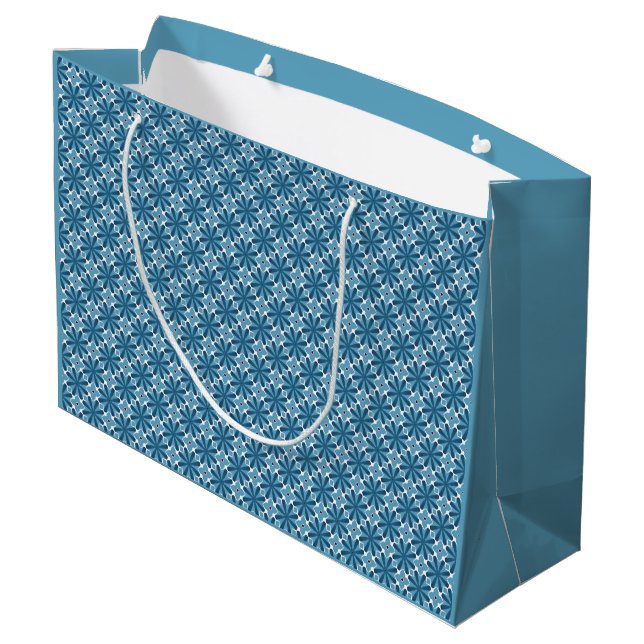 Bolsa De Regalo Grande Mosaico azul y blanco (Angulo reverso)