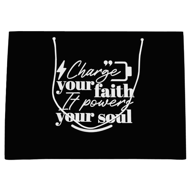 Bolsa De Regalo Grande Motivational Christian Quote – Charge Your Faith (Anverso)