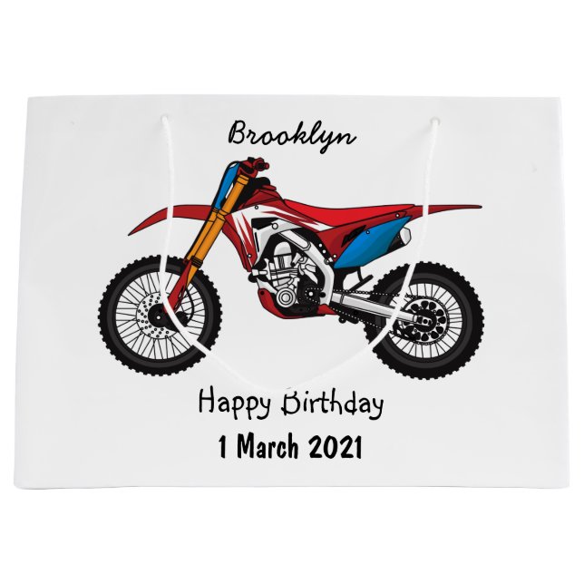 Bolsa De Regalo Grande Moto de moto de tierra roja (Anverso)