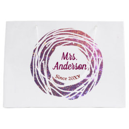 Bolsa De Regalo Grande Mrs name pink mauve border since year wedding brid