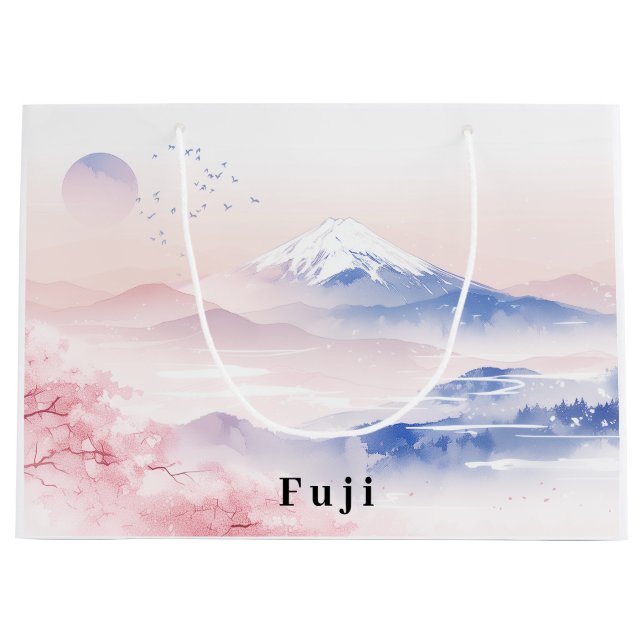 Bolsa De Regalo Grande Mt. Fuji & Cherry Blossoms Elegant (Anverso)