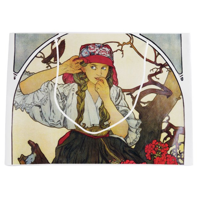 Bolsa De Regalo Grande Muchacha y Geranio, Mucha (Anverso)
