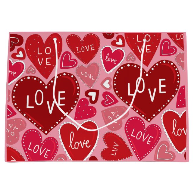 Bolsa De Regalo Grande Mucho amor y corazones Valentine (Anverso)