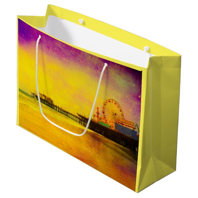 Bolsa De Regalo Grande Muelle de Santa Mónica amarillo y morado (Angulo Anverso)
