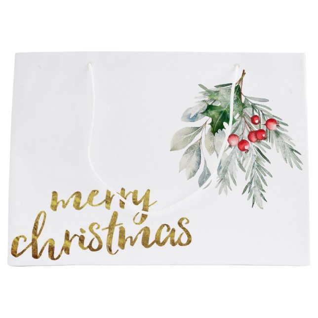 Bolsa De Regalo Grande Muérdago acuarela, (Anverso)