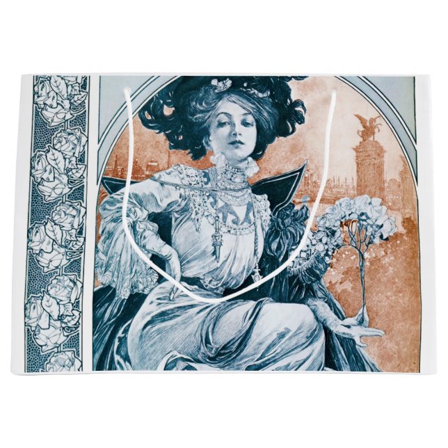 Bolsa De Regalo Grande Mujer con rosa, Mucha (Anverso)