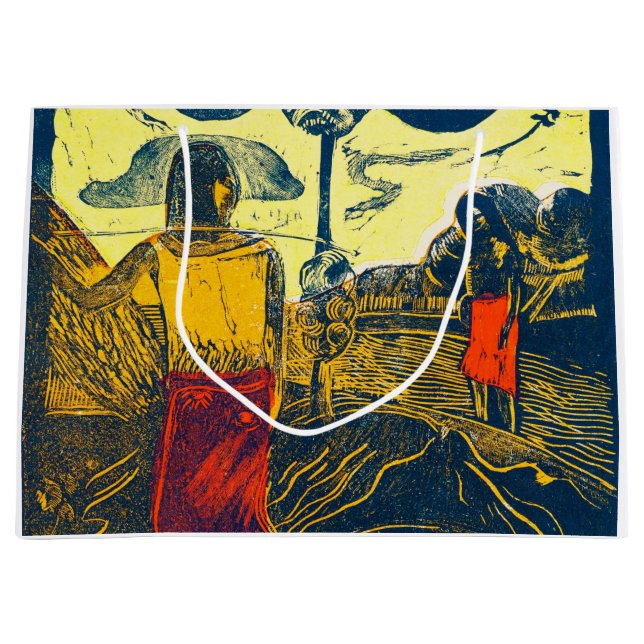 Bolsa De Regalo Grande Mujeres y perros tahitianos, Gauguin (Anverso)