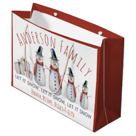 Bolsa De Regalo Grande Muñeco de nieve con apellido personalizado de fami