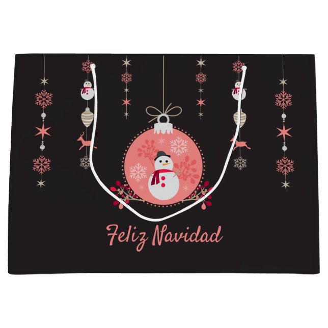 Bolsa De Regalo Grande Muñeco de nieve Navidad de la pizarra (Anverso)