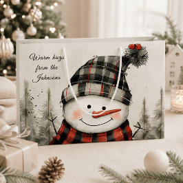 Bolsa De Regalo Grande Muñeco de nieve personalizado Abrazo de invierno A