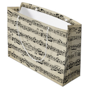 Bolsa De Regalo Grande Música De Hoja Sobre Texturas Vintage