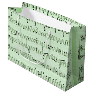 Bolsa De Regalo Grande Música de hoja verde