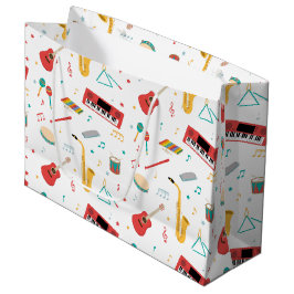 Bolsa De Regalo Grande Musical Instruments Music Theme Pattern