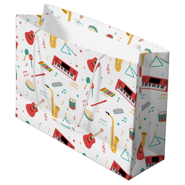 Bolsa De Regalo Grande Musical Instruments Music Theme Pattern (Angulo Anverso)