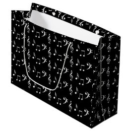 Bolsa De Regalo Grande Músico de notas musicales en blanco y negro