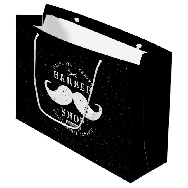 Bolsa De Regalo Grande Mustache Barber Shop Barbershop Compras (Angulo Anverso)