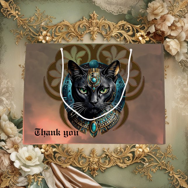 Bolsa De Regalo Grande Mystical cat of Egypt, black as night, (Subido por el creador)