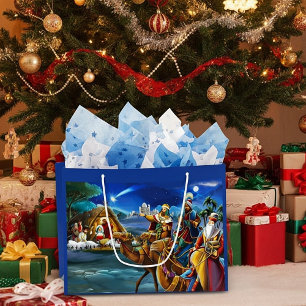 Bolsa De Regalo Grande Nacimiento con los Reyes Magos vacaciones de Navid