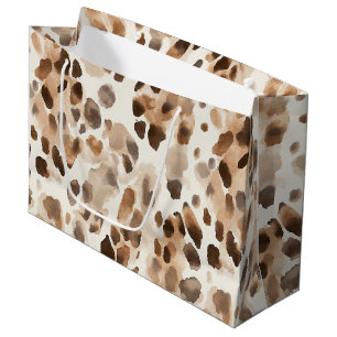 Bolsa De Regalo Grande Nacimiento de animales del leopardo marrón crema d