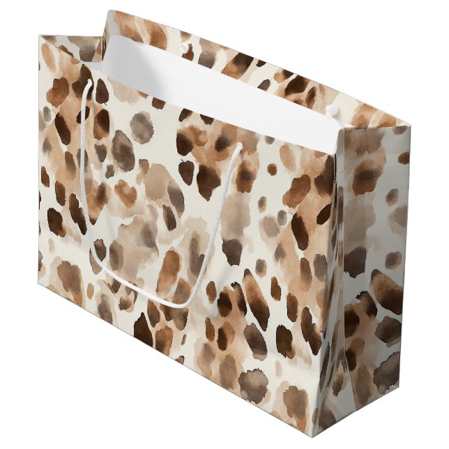 Bolsa De Regalo Grande Nacimiento de animales del leopardo marrón crema d (Angulo Anverso)