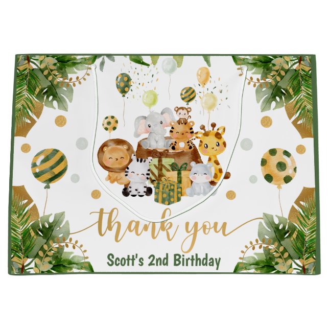 Bolsa De Regalo Grande Nacimiento de los animales del Safari de la jungla (Anverso)