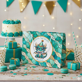 Bolsa De Regalo Grande Nacimiento de un niño Verde azulado y con un dragó