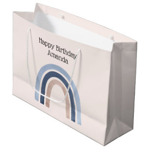 Bolsa De Regalo Grande Nacimiento del diseño del boho arcoiris azul y ros