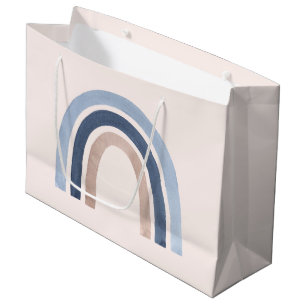 Bolsa De Regalo Grande Nacimiento del diseño del boho arcoiris azul y ros