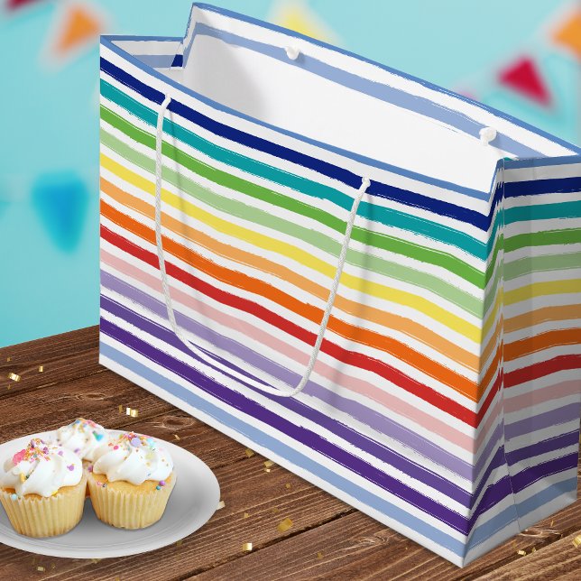 Bolsa De Regalo Grande Nacimiento del patrón de rayas arcoiris de bonito (Subido por el creador)