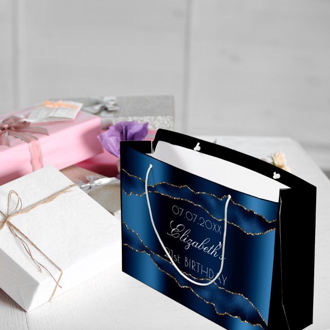 Bolsa De Regalo Grande Nacimiento marino azul agate dorado nombre elegant (Subido por el creador)