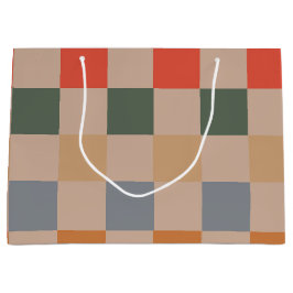 Bolsa De Regalo Grande Naranja azul beige Brown Checkered Gingham Pattern