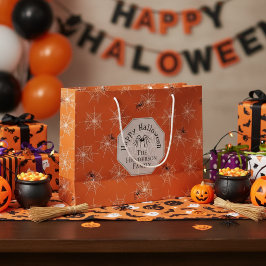 Bolsa De Regalo Grande Naranja Creepy Spider Webs Personalizado Halloween
