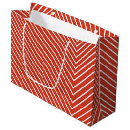 Bolsa De Regalo Grande Naranja de Chevron y blanco