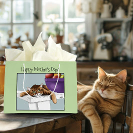 Bolsa De Regalo Grande Naranja del Día de la Madre Tabby Gato
