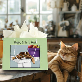 Bolsa De Regalo Grande Naranja del Día del Padre Tabby Cat