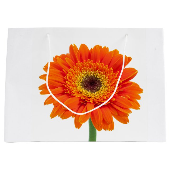 Bolsa De Regalo Grande Naranja Gerbera Daisy Flower (Anverso)