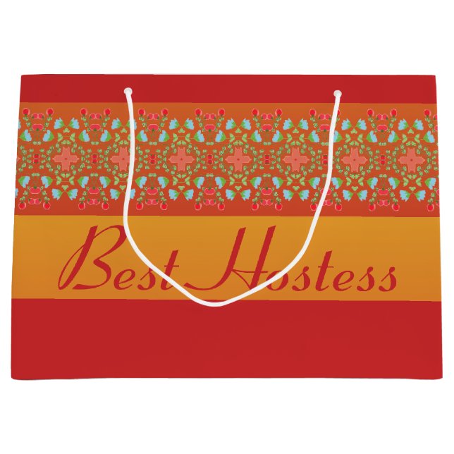 Bolsa De Regalo Grande Naranja Oro Rojo Y Amarillo (Anverso)