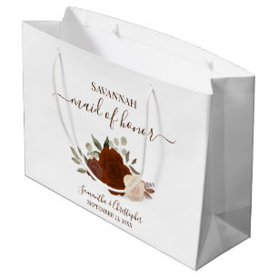 Bolsa De Regalo Grande Naranja Oxidado Boho Otoño Rosas Boda Dama de Hono