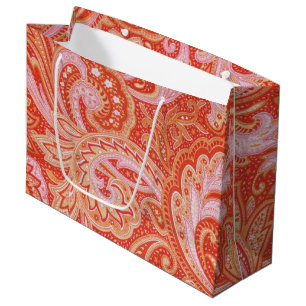 Bolsa De Regalo Grande Naranja Paisley