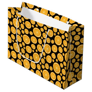 Bolsa De Regalo Grande Naranja Slice Citrus Fruit Black