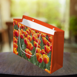 Bolsa De Regalo Grande Naranja Tulip Garden Floral