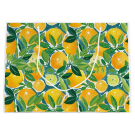 Bolsa De Regalo Grande Naranjas de leones de árbol cítrico coloridos