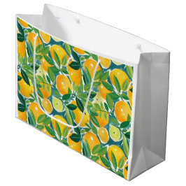 Bolsa De Regalo Grande Naranjas de leones de árbol cítrico coloridos